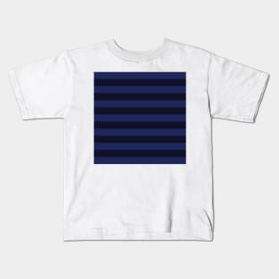 Navy Blue and Dark Navy Stripes, Horizontal Awning Stripes Kids T-Shirt